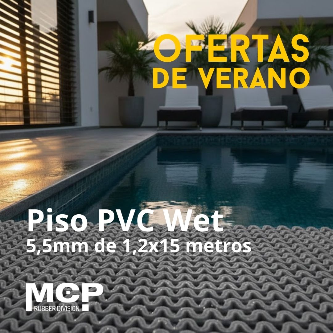 Piso Wet Gris 5,5mm de 1,2 x 15 Metros - MCP Rubber Division