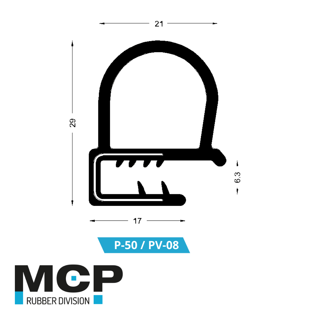 Sello Maletero P - 50 (PV08) – Rollo 50 metros - MCP Rubber Division