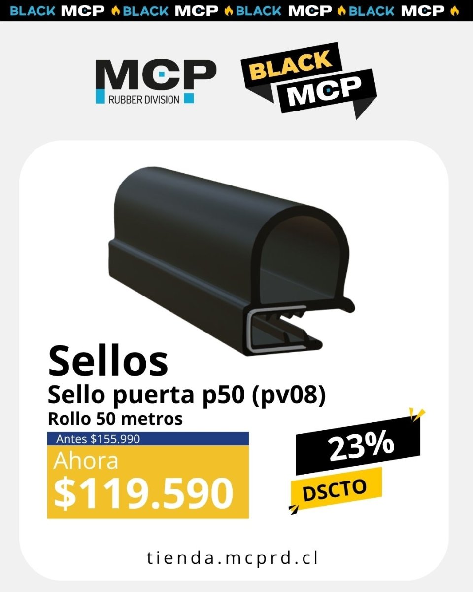 Sello Maletero P - 50 (PV08) – Rollo 50 metros - MCP Rubber Division