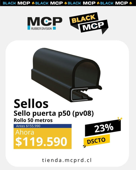 Sello Maletero P - 50 (PV08) – Rollo 50 metros - MCP Rubber Division