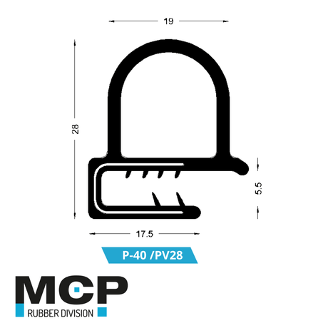 Sello Puerta P - 40 (PV28) – Rollo 50 metros - MCP Rubber Division