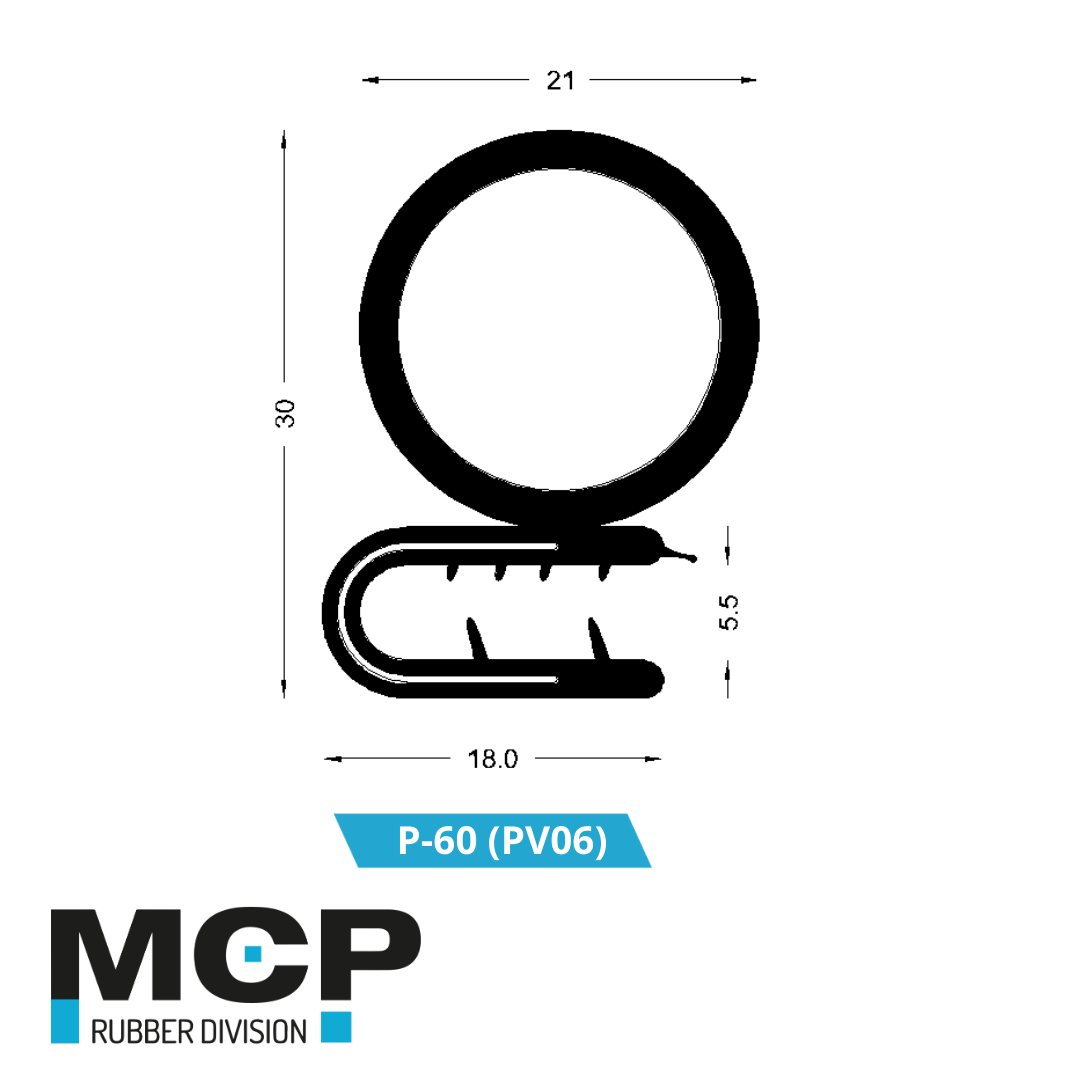 Sello Puerta P - 60 (PV06) – Rollo 50 metros - MCP Rubber Division